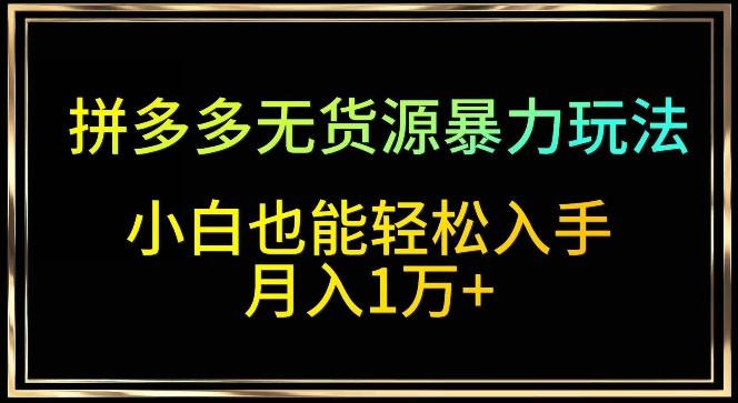 拼多多无货源暴力玩法，全程干货，小白也能轻松入手，月入1万+【揭秘】-菜菜网创