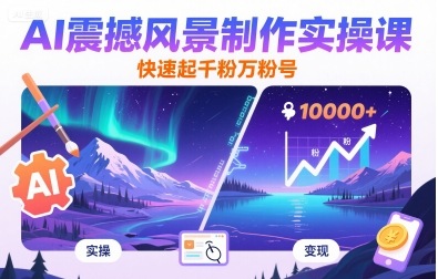 AI震撼风景制作实操课，快速起千粉万粉号-菜菜网创