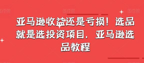 亚马逊收益还是亏损！选品就是选投资项目，亚马逊选品教程-菜菜网创