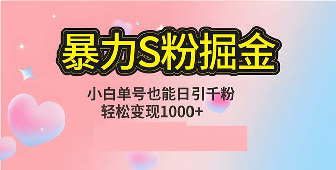 单人单机日引千粉，变现1000+，S粉流量掘金计划攻略-菜菜网创