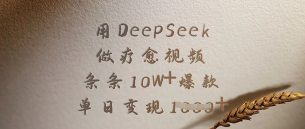 用DeepSeek做疗愈视频，条条10W+爆款，单日变现多张-菜菜网创