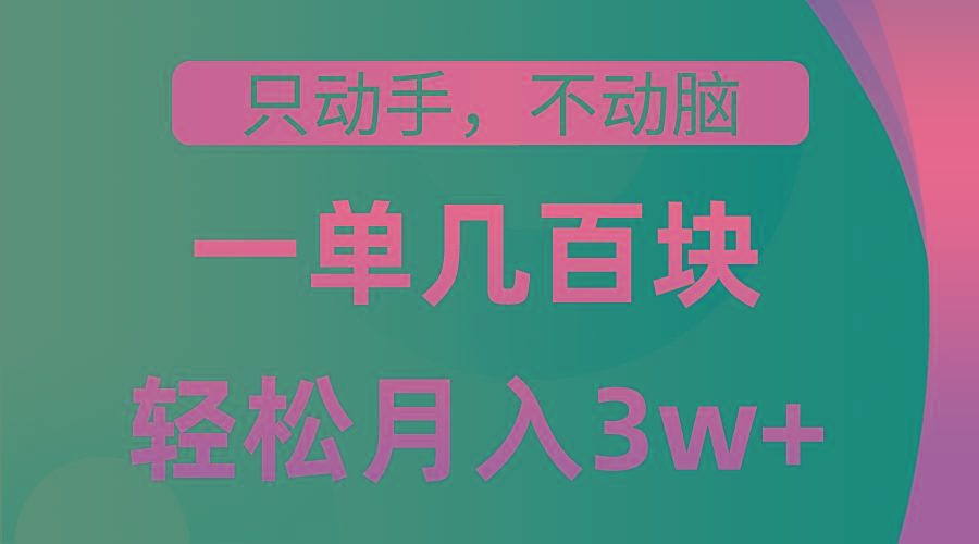 只动手不动脑，一单几百块，轻松月入3w+，看完就能直接操作，详细教程-菜菜网创