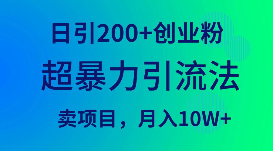 (9654期)超暴力引流法，日引200+创业粉，卖项目月入10W+-菜菜网创