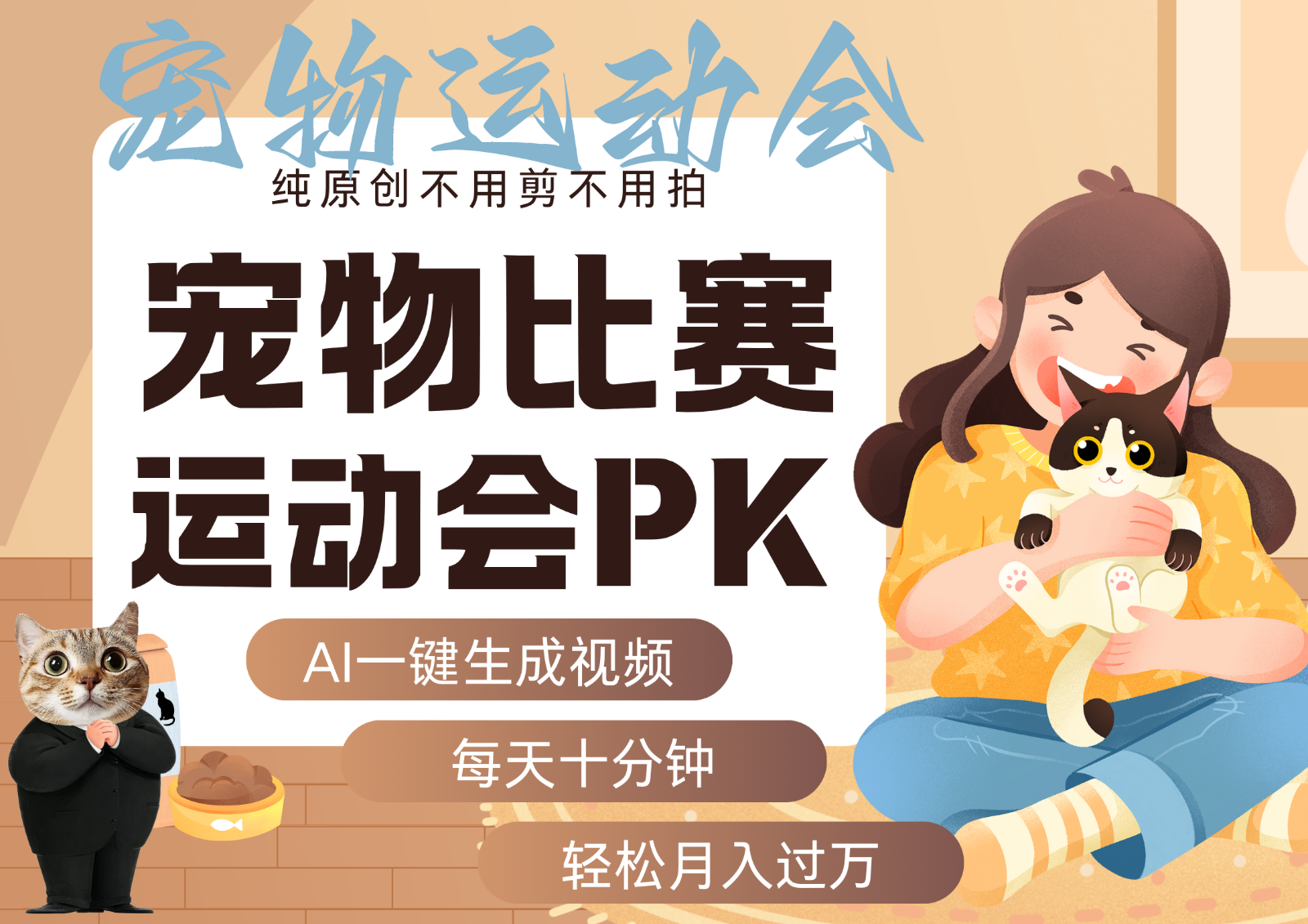 AI萌宠运动员跳水 射击 篮球 足球比赛 每天十分钟 附详细提示词文案库 代替做…-菜菜网创