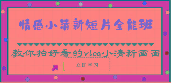 情感小清新短片全能班-教你拍好看的vlog小清新画面(30节课)-菜菜网创