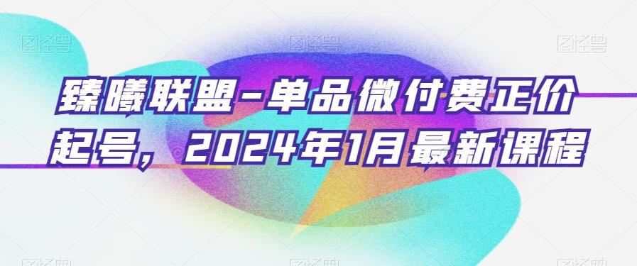 臻曦联盟-单品微付费正价起号，2024年1月最新课程-菜菜网创