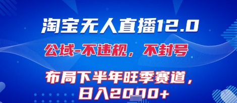 淘宝无人直播12.0，不封号，不违规，布局下半年旺季赛道，日入1k+(独家技术)【揭秘】-菜菜网创