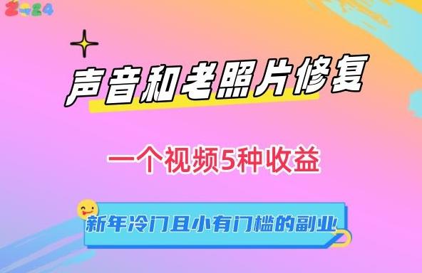 声音和老照片修复，一个视频5种收益，新年冷门且小有门槛的副业【揭秘】-菜菜网创