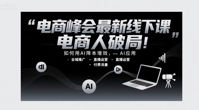 电商峰会最新线下课，电商人破局，如何用AI降本增效，AI应用-全域推广-直播运营-付费流量-菜菜网创