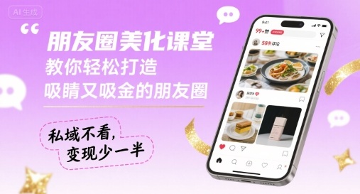 朋友圈美化课堂，教你轻松打造，吸睛又吸金的朋友圈，私域不看，变现少一半-菜菜网创