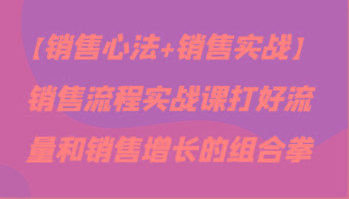 【销售心法+销售实战】销售流程实战课打好流量和销售增长的组合拳-菜菜网创