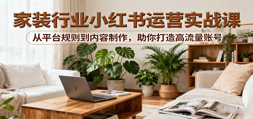 小红书家装行业运营实战课：从平台规则到内容制作，助你打造高流量账号-菜菜网创