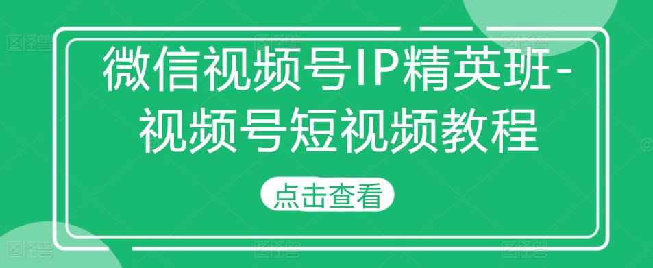 微信视频号IP精英班-视频号短视频教程-菜菜网创