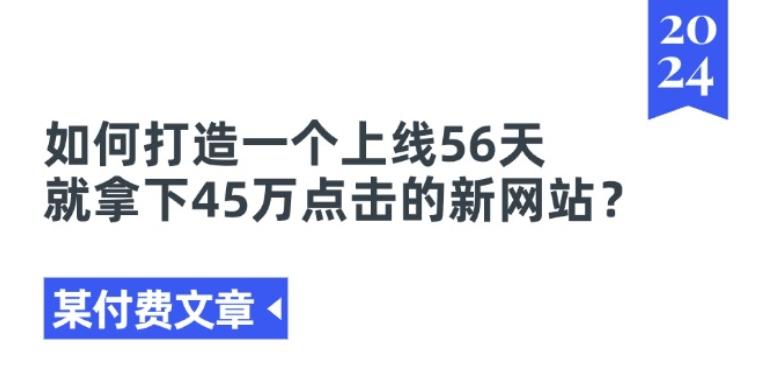 某付费文章《如何打造一个上线56天就拿下45万点击的新网站?》-菜菜网创