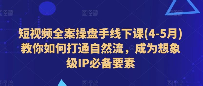 短视频全案操盘手线下课(4-5月)教你如何打通自然流，成为想象级IP必备要素-菜菜网创