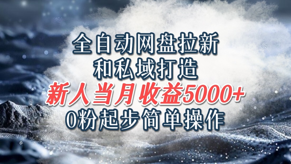 全自动网盘拉新和私域打造，0粉起步简单操作，新人入门当月收益5000以上-菜菜网创