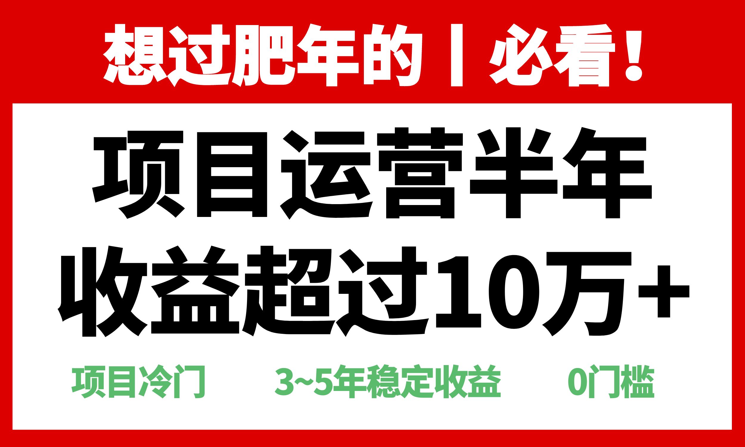 年前过肥年的必看的超冷门项目，半年收益超过10万+，-菜菜网创