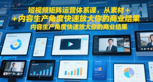 短视频矩阵运营体系课，从素材+内容生产角度快速放大你的商业结果-菜菜网创