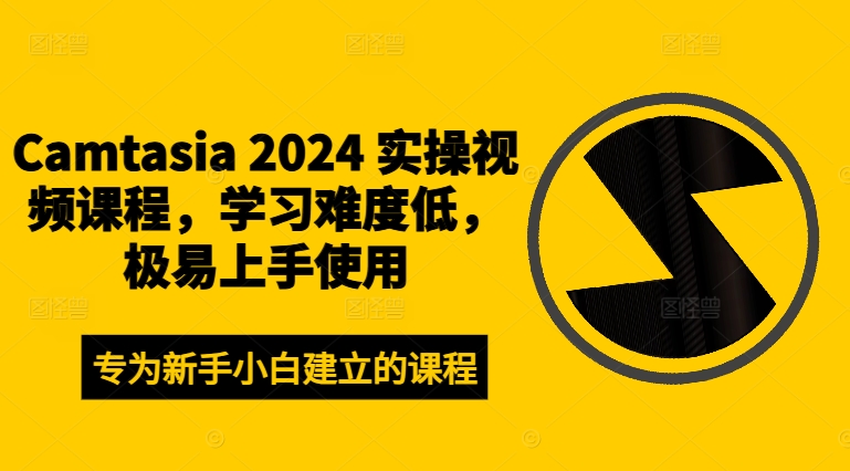 Camtasia 2024 实操视频课程，学习难度低，极易上手使用-菜菜网创