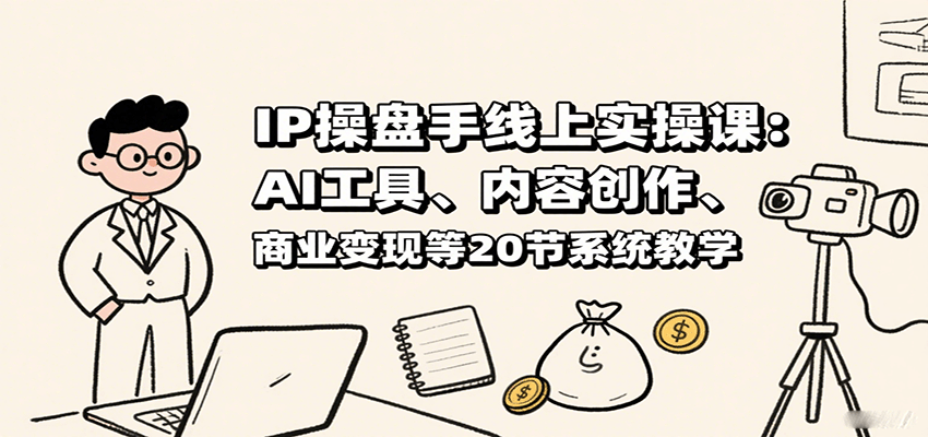 IP操盘手线上实操课：AI工具、内容创作、商业变现等20节系统教学-菜菜网创