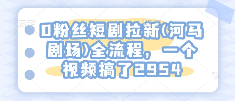 0粉丝短剧拉新(河马剧场)全流程，一个视频搞了2954-菜菜网创