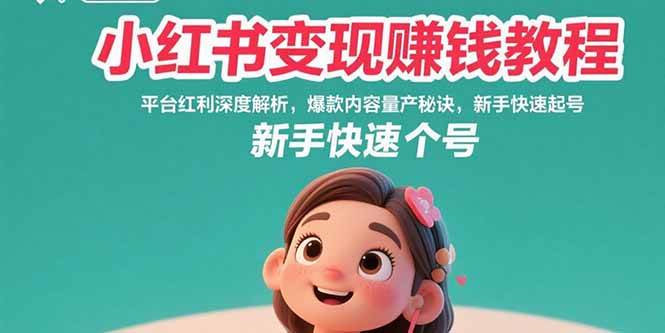 （15559期）小红书变现赚钱教程：平台红利深度解析，爆款内容量产秘诀，新手快速起号-菜菜网创