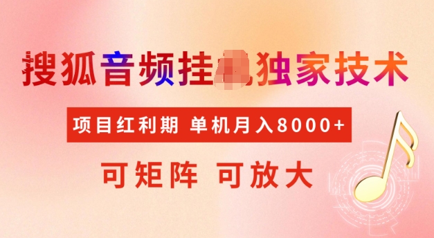 首发搜狐音频挂JI，项目红利期，可矩阵可放大，稳定月入5k【揭秘】-菜菜网创