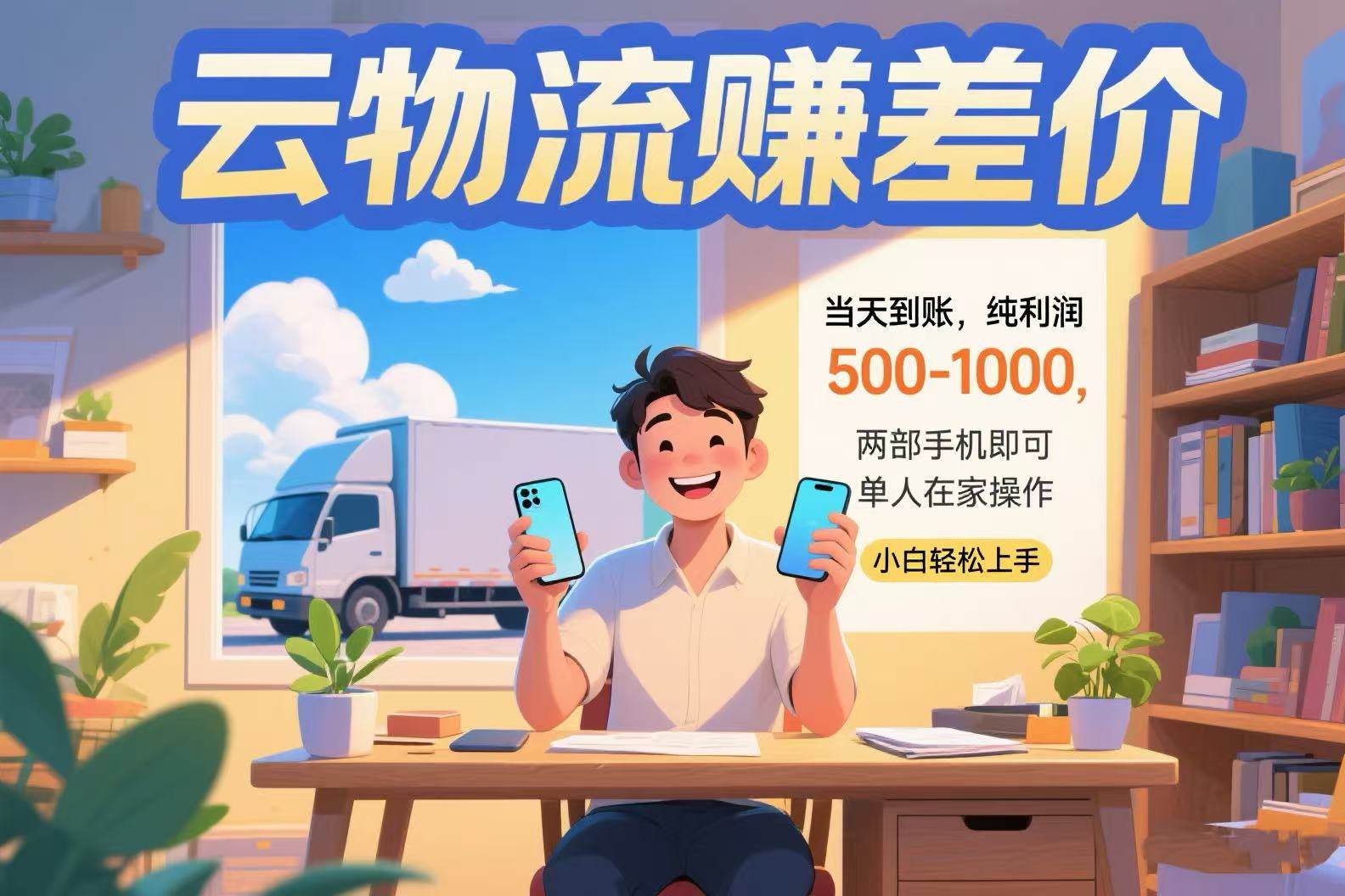（15492期）云物流赚差价 当天到账纯利润500-1000 两部手机即可 可单人在家操作 小…-菜菜网创
