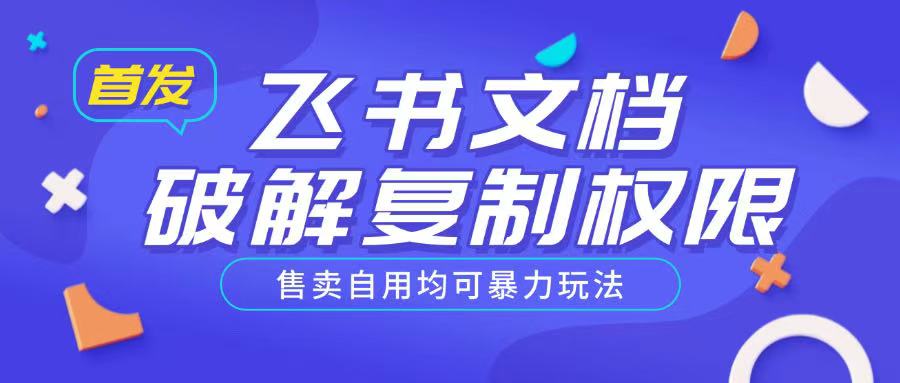 首发飞书文档破解复制权限，售卖自用均可暴力玩法-菜菜网创