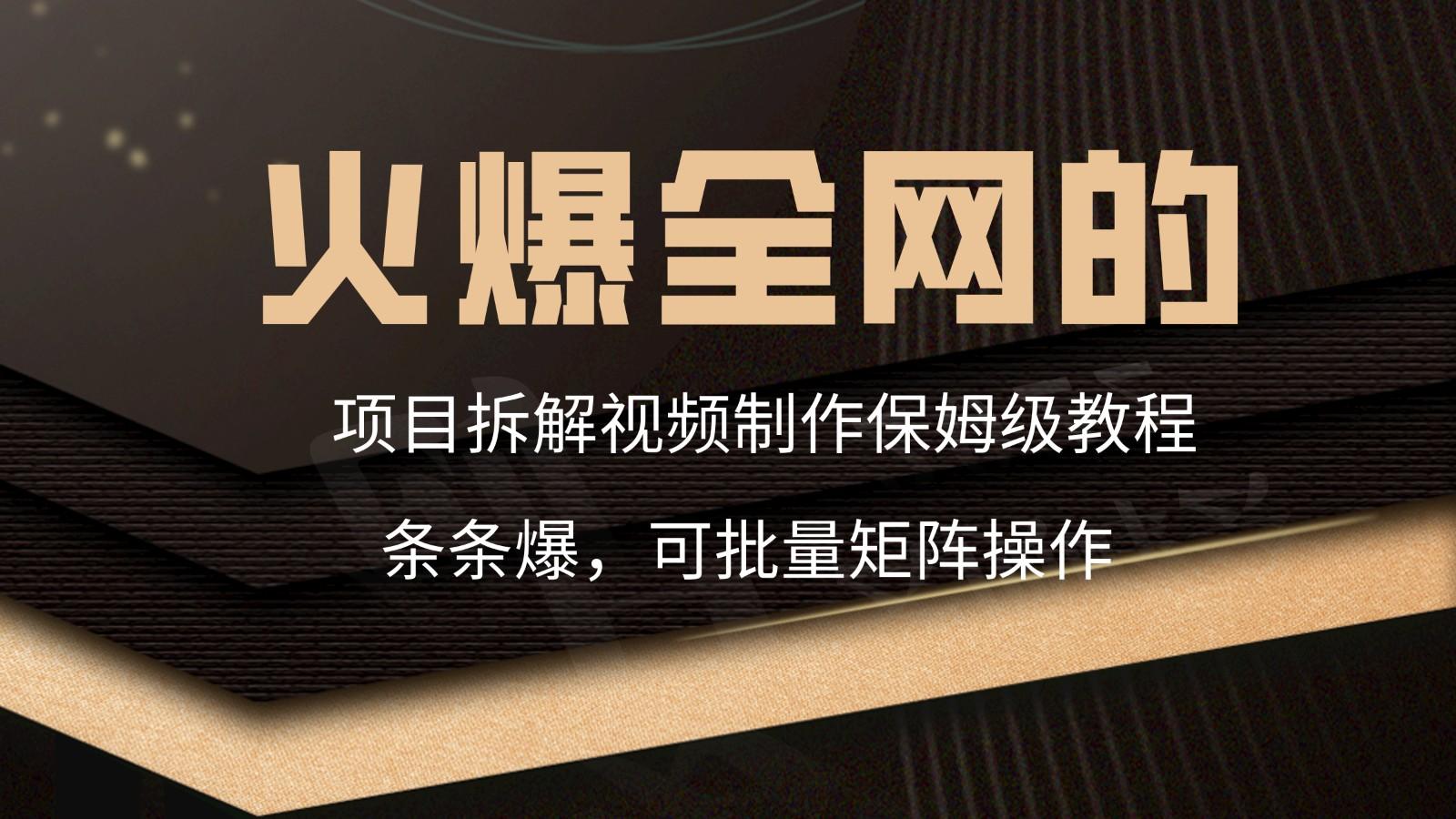 火爆全网的项目拆解类视频如何制作，条条爆，保姆级教程-菜菜网创