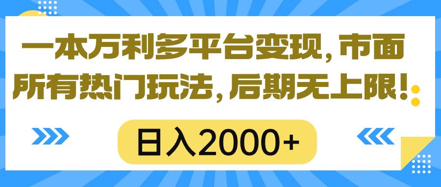 一本万利多平台变现，市面所有热门玩法，日入2000+，后期无上限！-菜菜网创