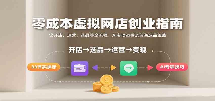 零成本虚拟网店创业指南，含开店、运营、选品等全流程， AI专项运营及蓝海选品策略-菜菜网创