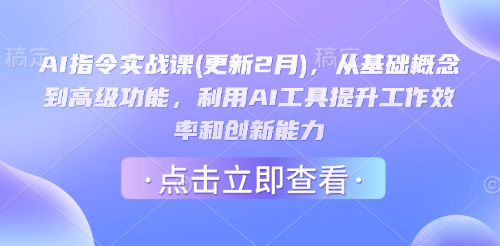 AI指令实战课(更新2月)，从基础概念到高级功能，利用AI工具提升工作效率和创新能力-菜菜网创