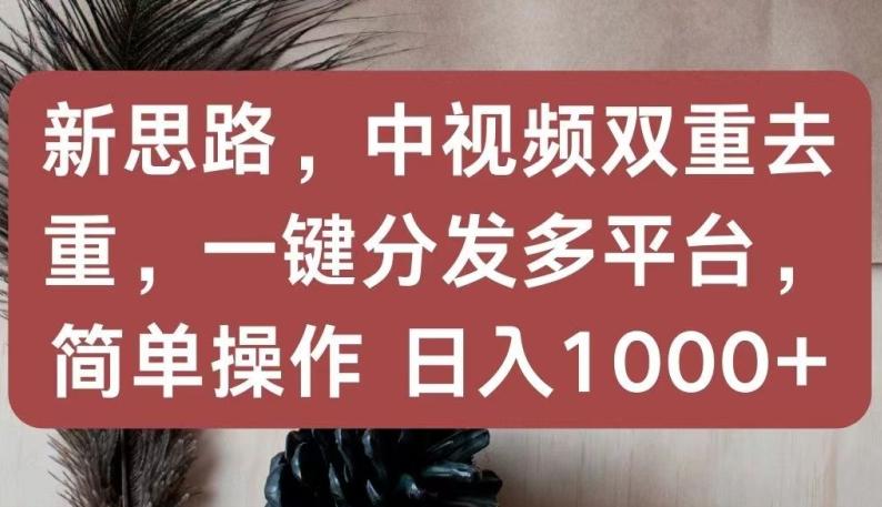 新思路，中视频双重去重，一键分发多平台，简单操作，日入1000+【揭秘】-菜菜网创