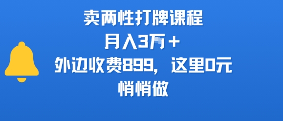卖两性打牌课程，月入3W+外边收费899的课程，这里0元，悄悄做-菜菜网创