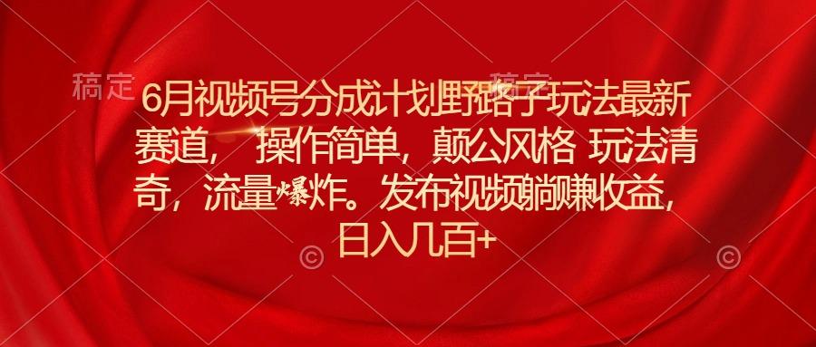 6月视频号分成计划野路子玩法最新赛道操作简单，颠公风格玩法清奇，流…-菜菜网创