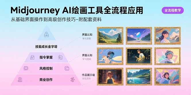 （15628期）Midjourney AI绘画工具全流程应用，从基础界面操作到高级创作-附配套资料-菜菜网创