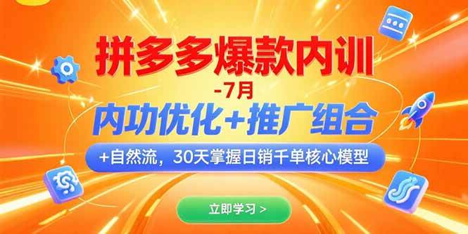 （15402期）拼多多爆款内训-7月 内功优化+推广组合+自然流 30天掌握日销千单核心模型-菜菜网创