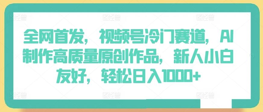 全网首发，视频号冷门赛道，AI制作高质量原创作品，新人小白友好，轻松日入1000+【揭秘】-菜菜网创