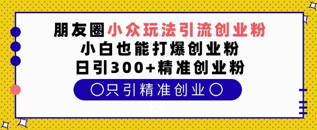朋友圈小众玩法引流创业粉，小白也能打爆创业粉，日引300+精准创业粉【揭秘】-菜菜网创