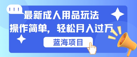 最新成人用品项目玩法，操作简单，动动手，轻松日入几张【揭秘】-菜菜网创