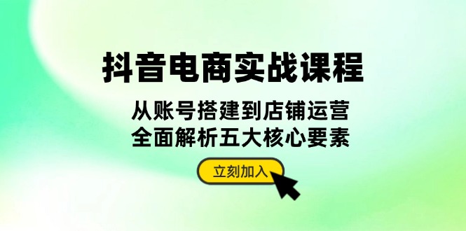 抖音 电商实战课程：从账号搭建到店铺运营，全面解析五大核心要素-菜菜网创