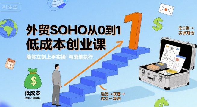 外贸SOHO从0到1低成本创业课，能够立刻上手实操与落地执行-菜菜网创
