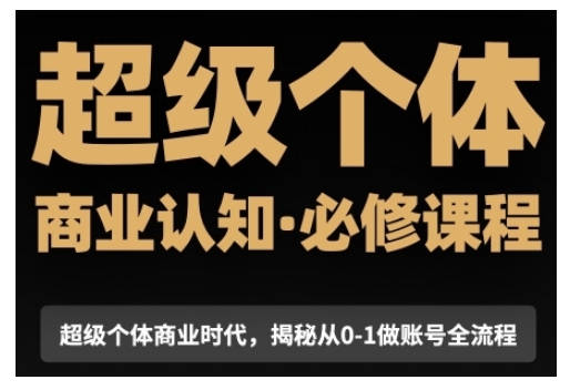 超级个体商业认知觉醒视频课，商业认知·必修课程揭秘从0-1账号全流程-菜菜网创