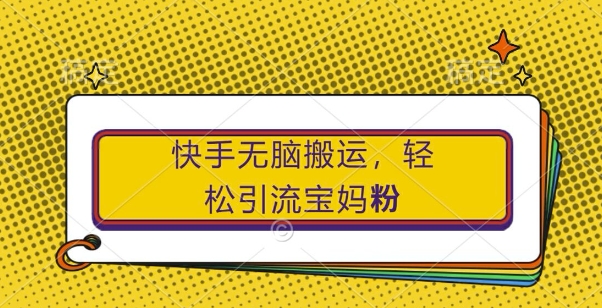 快手无脑搬运，轻松引流宝妈粉，纯小白轻松上手【揭秘】-菜菜网创