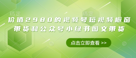 价值2980的视频号短视频橱窗带货和公众号小绿书图文带货-菜菜网创