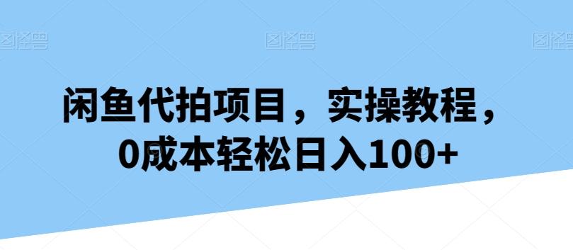 闲鱼代拍项目，实操教程，0成本轻松日入100+-菜菜网创