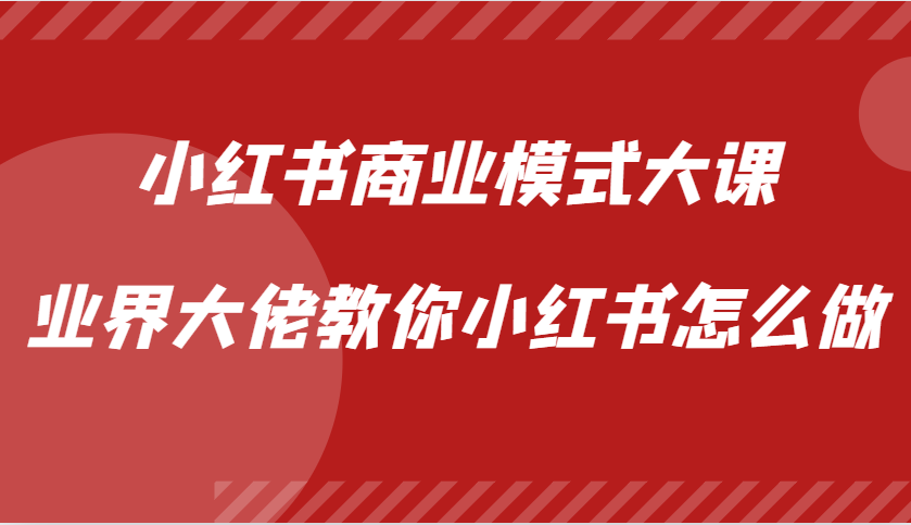 小红书商业模式大课，业界大佬教你小红书怎么做【视频课】-菜菜网创