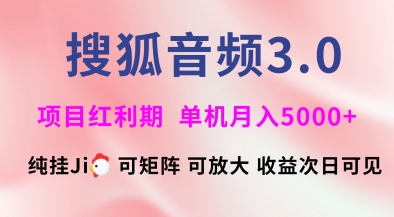 搜狐音频挂ji3.0.可矩阵可放大，独家技术，稳定月入5000+【揭秘】-菜菜网创