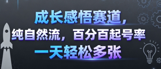 成长感悟赛道，纯自然流，百分百起号率 一天轻松多张-菜菜网创